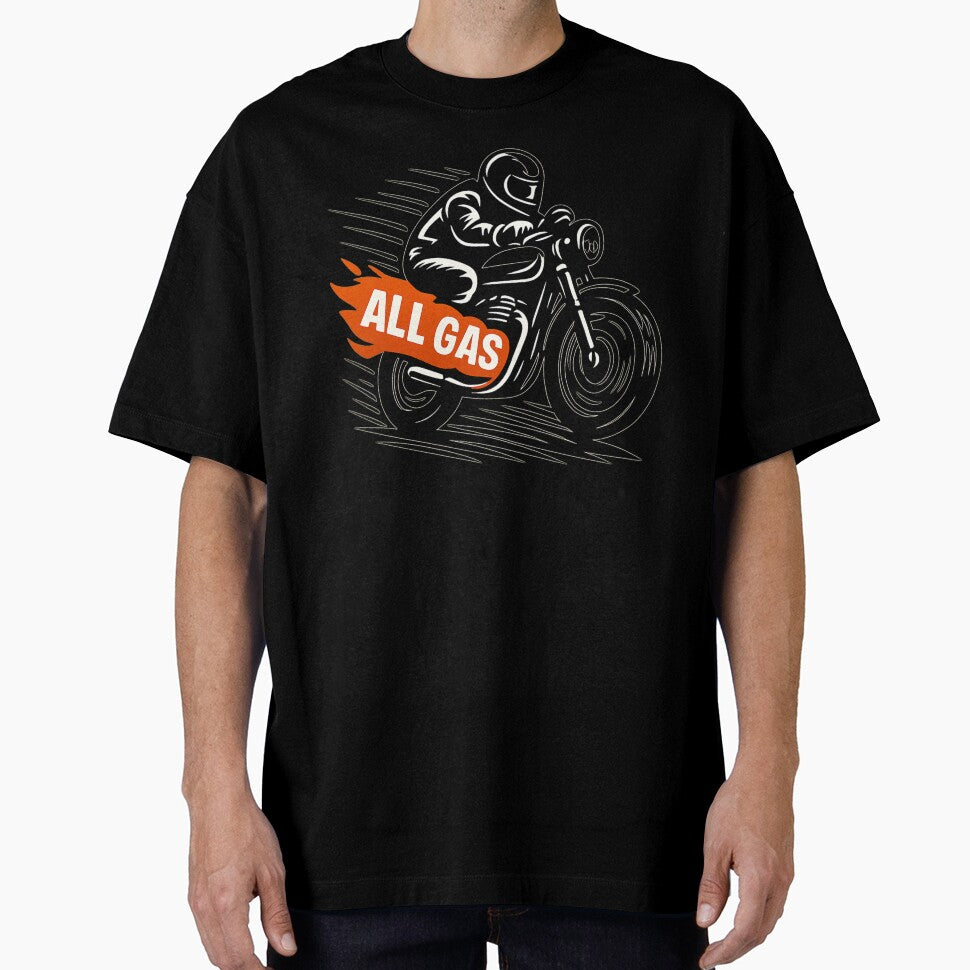 ALL GAS Motorcycle Rider - High-Speed Graphic Illustration by MKreative Studio