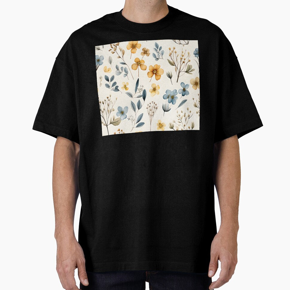 Gold and Blue Flower Pattern by ArtbyAiGallery