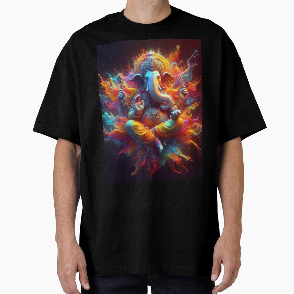 Ganesha pop art black background Holi festival by Toms Tee