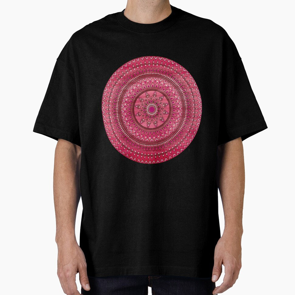 Hand Drawn Intricate Deep Red And White Mandala by Zedart