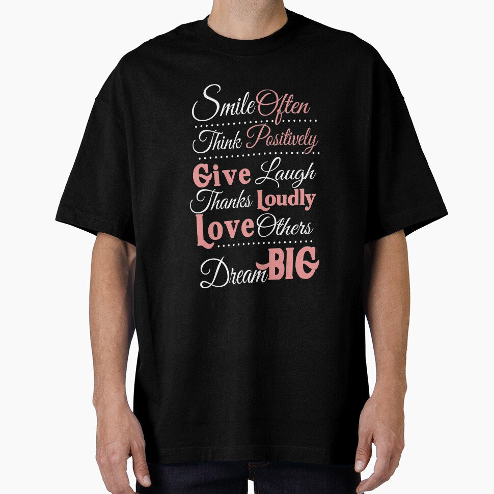 Smile Often Think Positively Dream Big Inspirational Typography Quote Design by creativeideaz