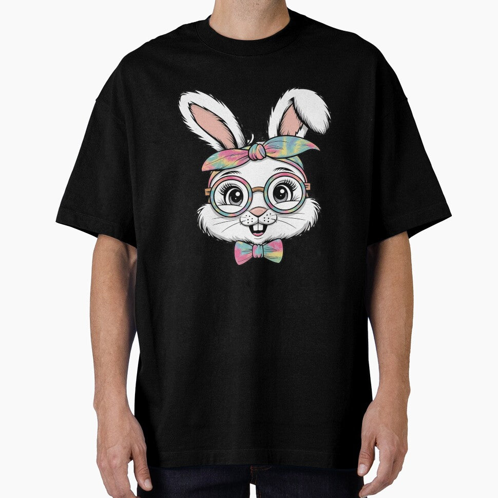 Cute Bunny Face Tie Dye Glasses Headband Happy Easter Day by Soleaani