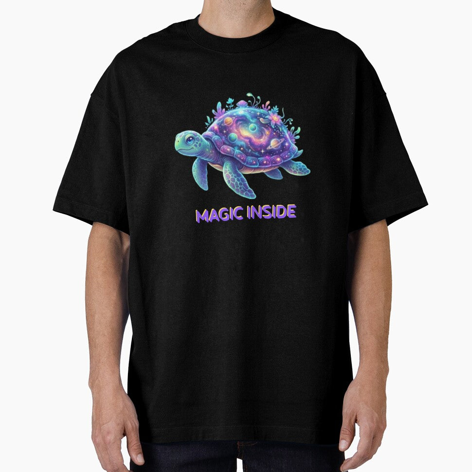 Magic Inside – Cute Cosmic Turtle Illustration for T-Shirts & Merchandise by PrintoraSpirit