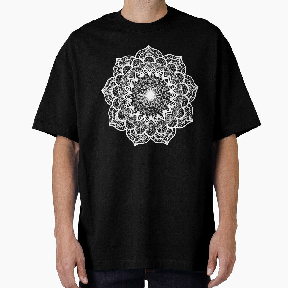 White Mandala on blue by CreaTwinkles