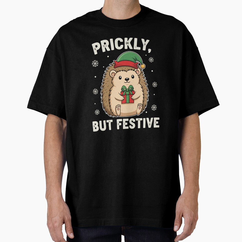 Prickly But Festive – Cute Hedgehog Christmas Design for Holiday T-Shirts, Hoodies & Gifts by graphicnew