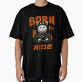 White Cat Biker Design – Born To Ride Funny Motorcycle White Cat Print by PixelsPaws