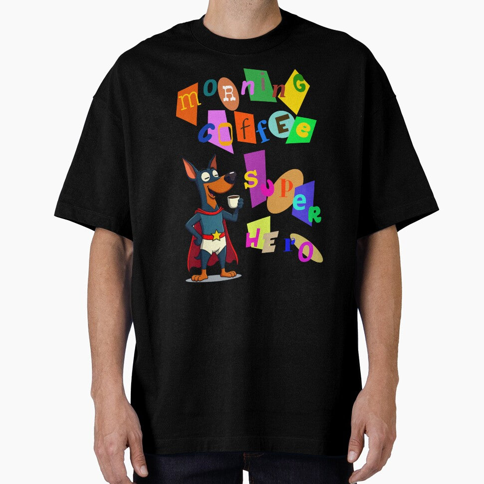 Morning Coffee Super Hero Text Art by Museum Of Non-Existing Art