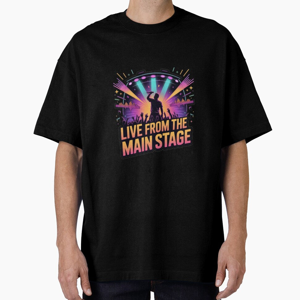 Live From The Main Stage T-Shirt – Neon Concert Singer Graphic for Music Lovers & Festival Fans by GemBob Creations
