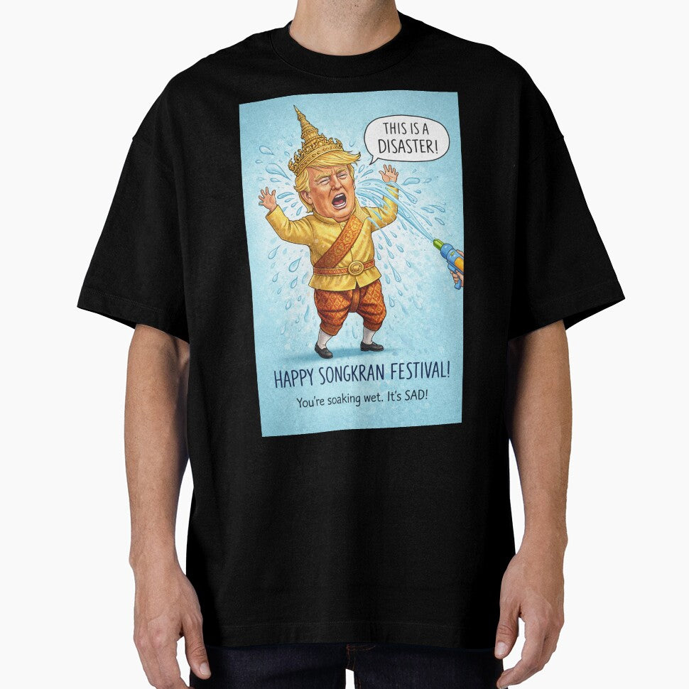 Songkran Festival Celebration with Golden Thai Outfit, Water Splash, and Festive Humor by Places On Earth