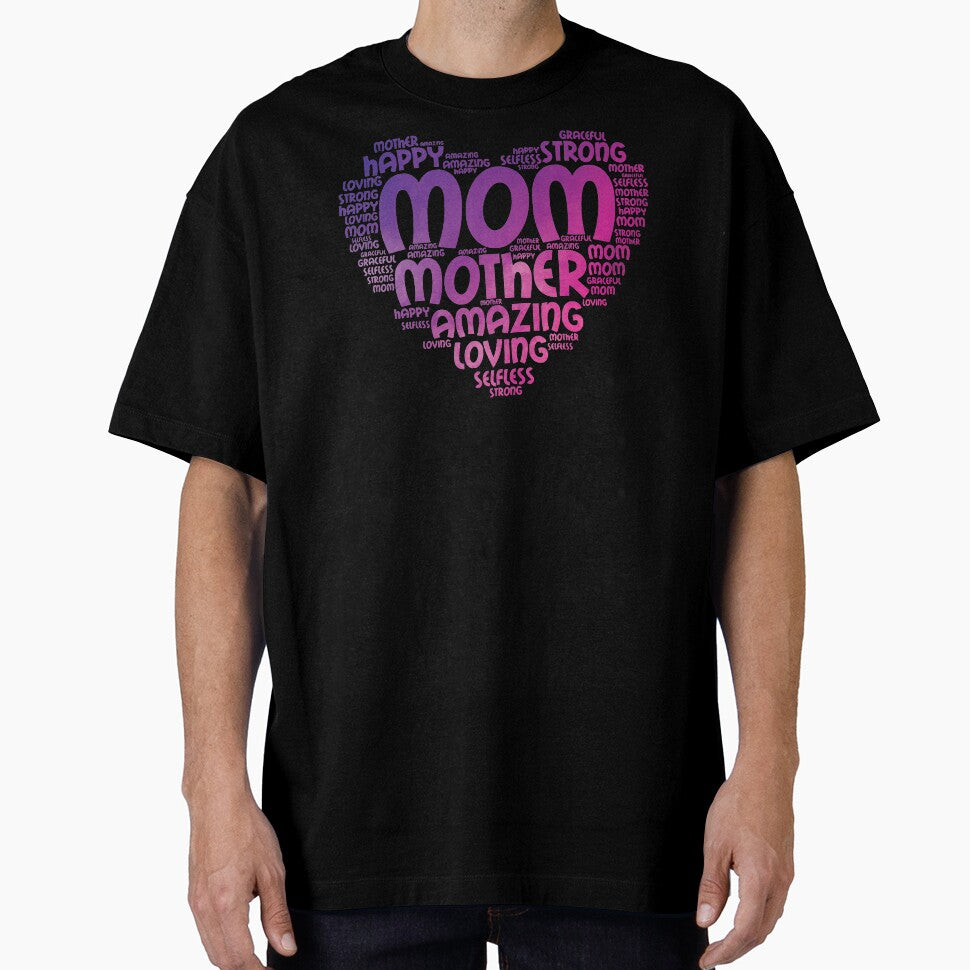 Mom Heart Word Cloud Watercolor Pink Purple by SassAndHoney