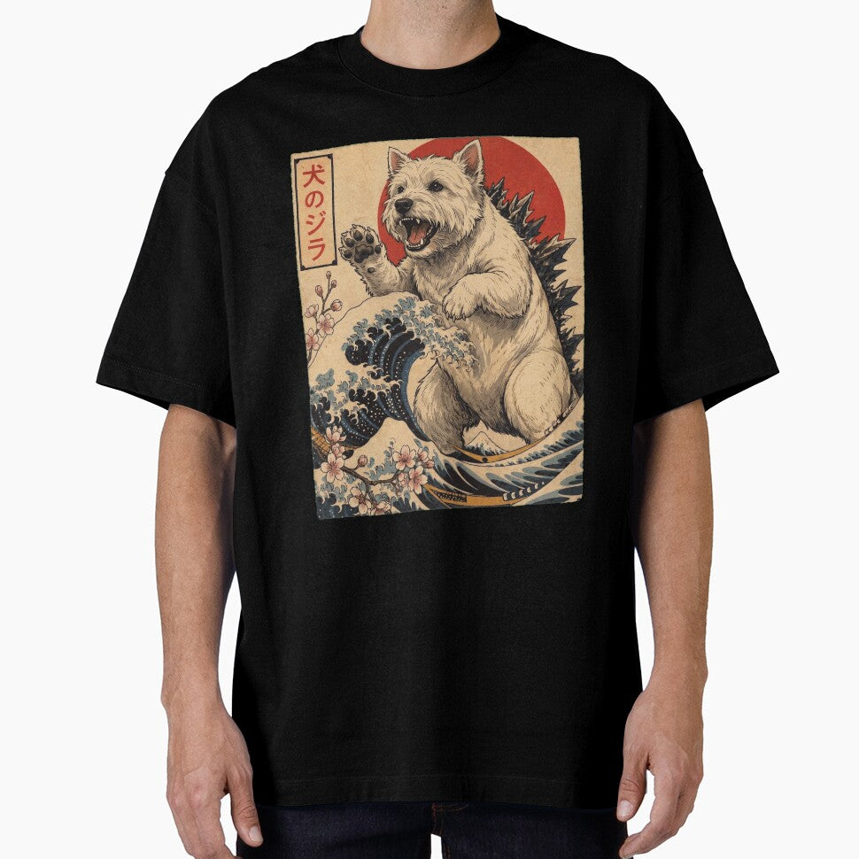 West Highland White Terrier Dogzilla Japanese Wave Art Dog Owner by TerryConnells
