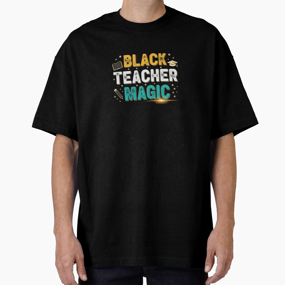 Black Teacher Magic Simple Funny Teaching Pride Tee by Designs-RZ