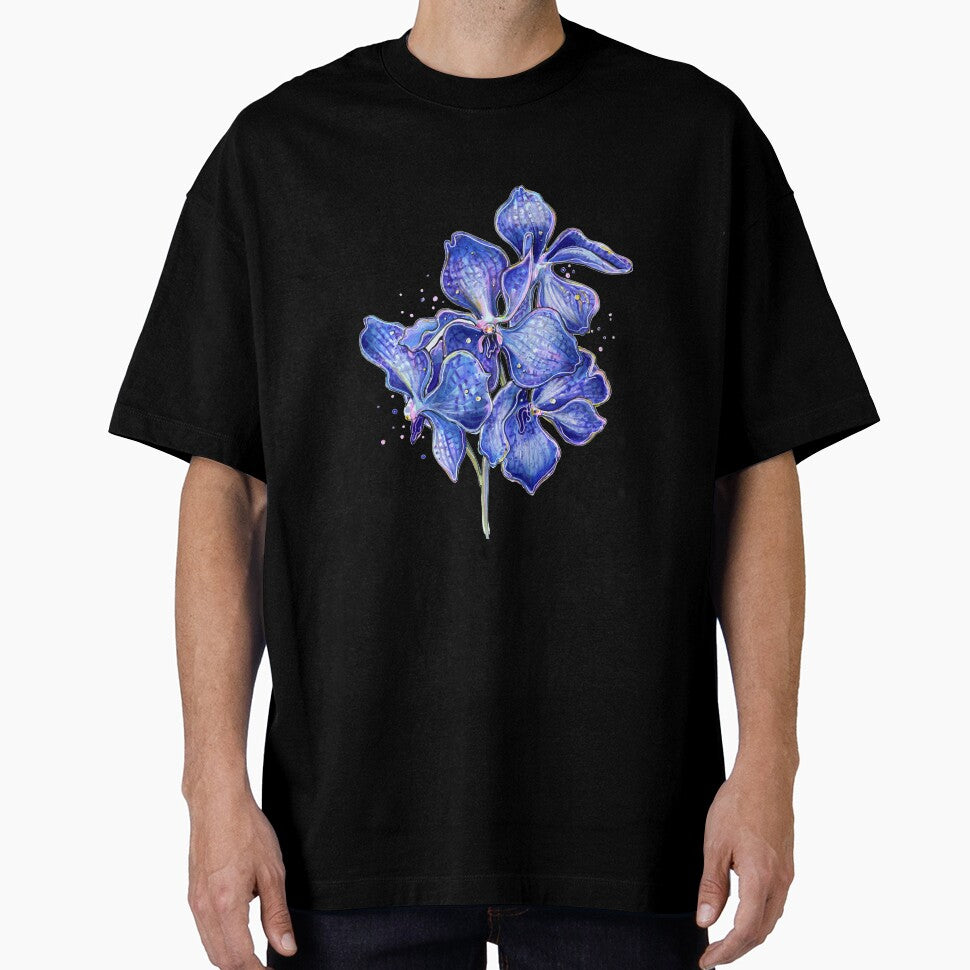 Flower deep blue orchid vanda illustration by InessArt