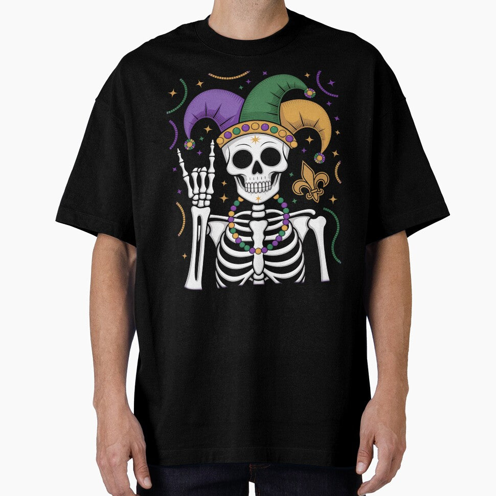 Mardi Gras Skeleton Rock Hand Funny Tee Rocker Men Boys Kids by GaryBellcvbnb