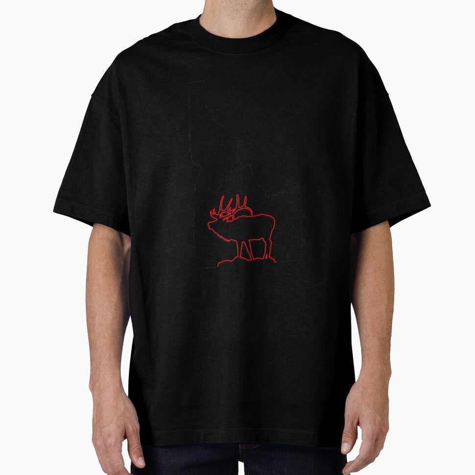 Idaho state with outline of Elk inside black by hadleydesigns