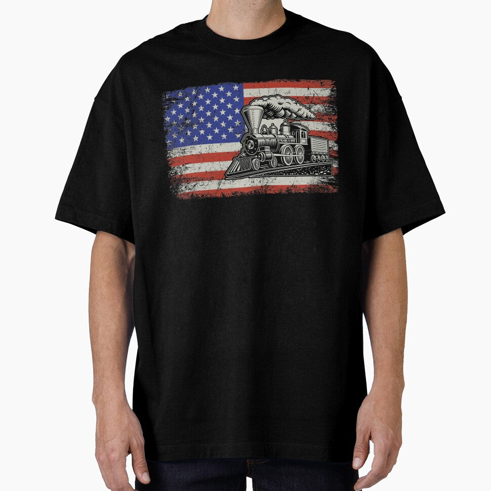 American Flag Vintage Train by thecooltable