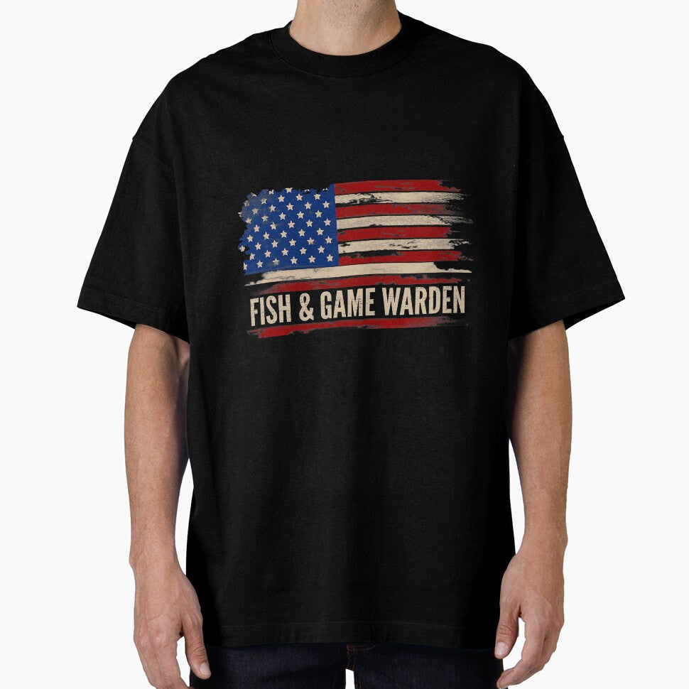 Vintage Fish Game Warden American Flag by SkyCloudBlue