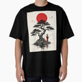 Peaceful Zen Pine & Red Sun Minimalist Poster by STTrillionTEES
