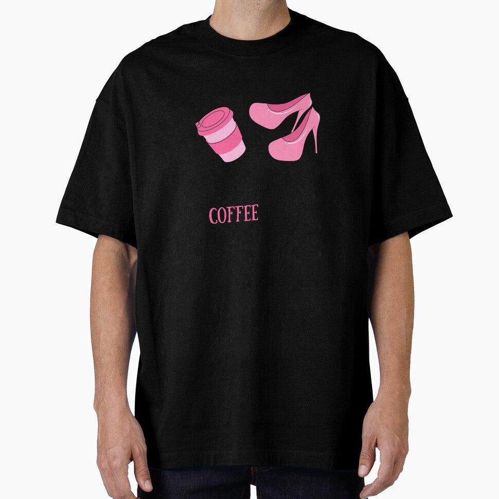 Fashion Pink Shoes with Coffee, Fashion Quote by juliart-pro