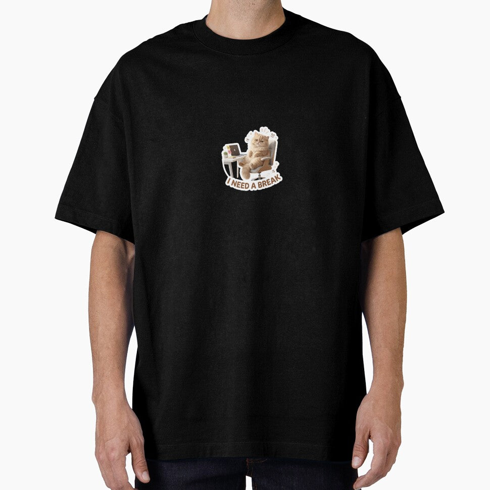 I Need a Break – Beige Office Cat Chaos Sticker by wildbest