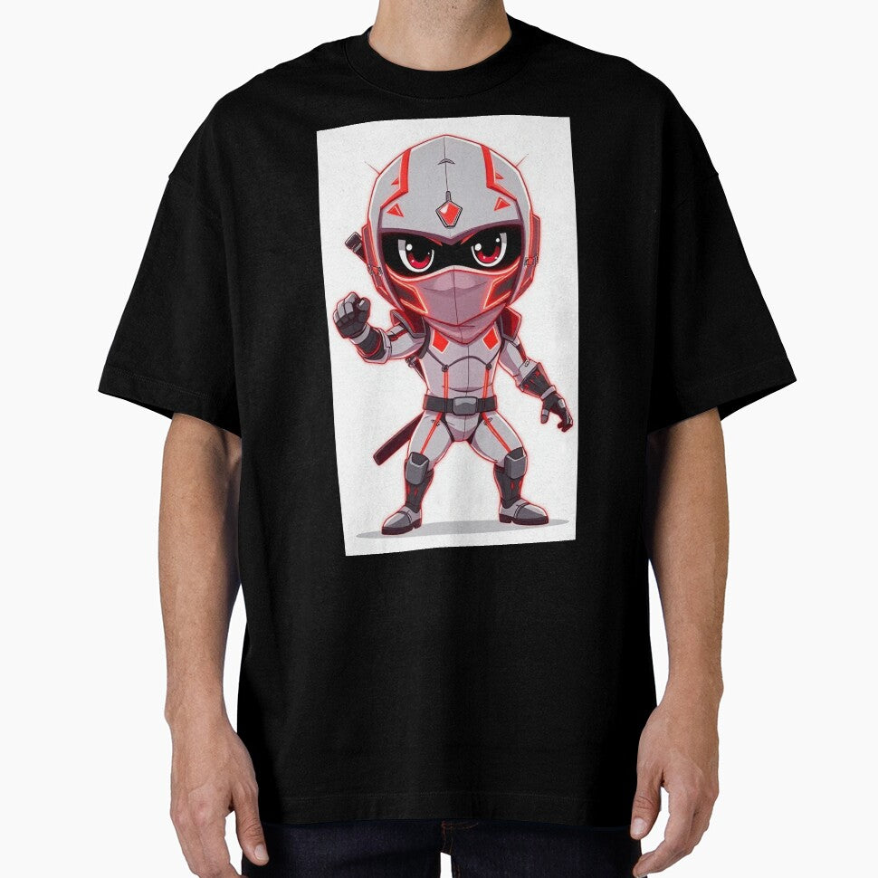 Chibi Cyber Ninja in Neon Red Armor – Futuristic Samurai Style by ShadowTek
