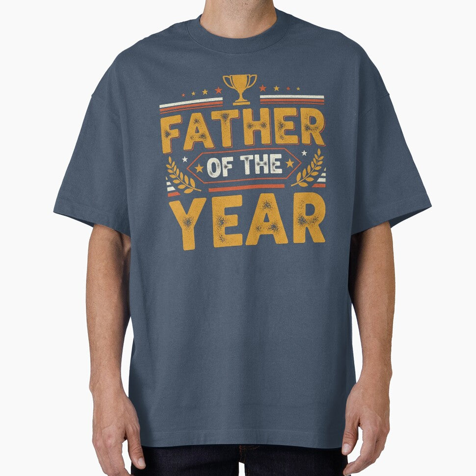 Father Of The Year Funny Simple Text Dad Humor Gift Tee by Designs-RZ