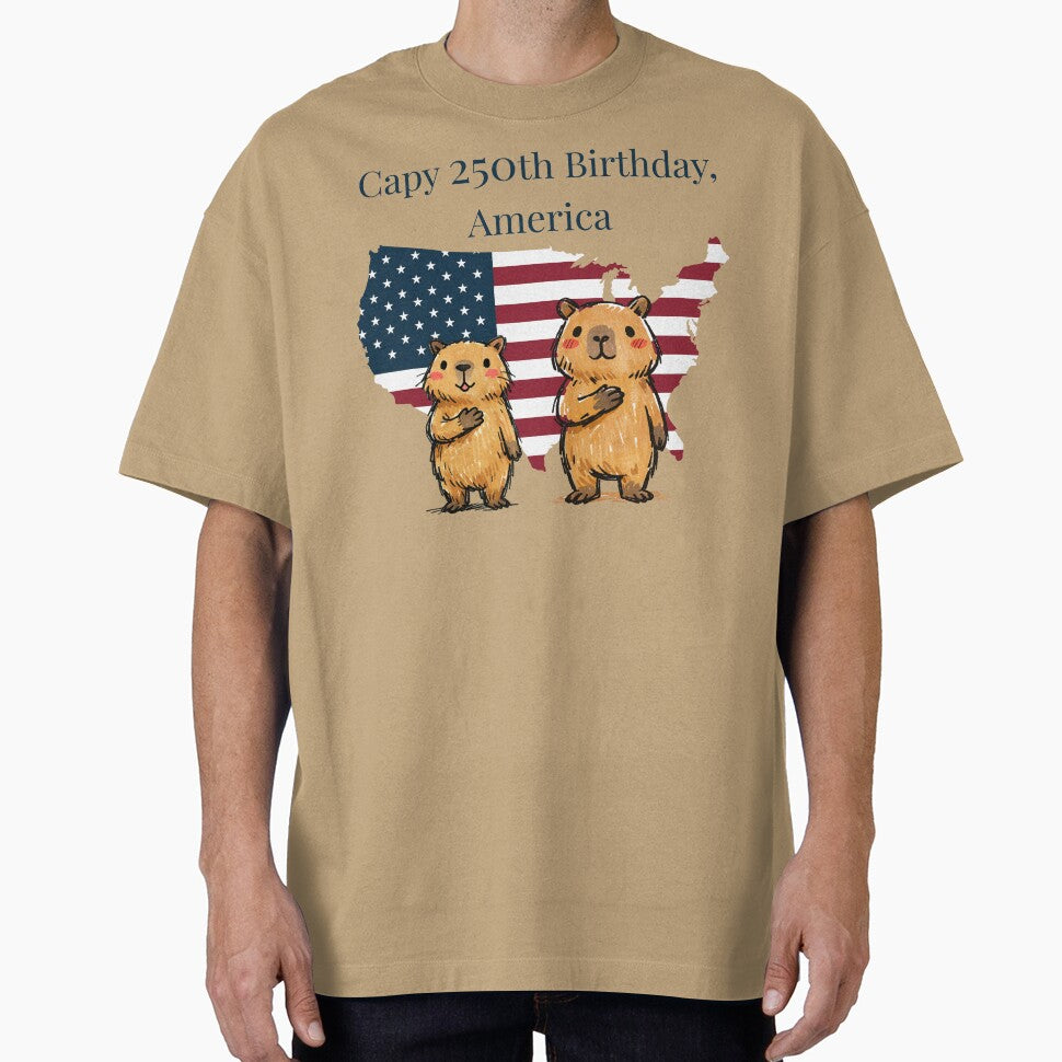Happy 250th Birthday America - Cute Patriotic Capybara Semi-Centennial by FIREDesignsPOD