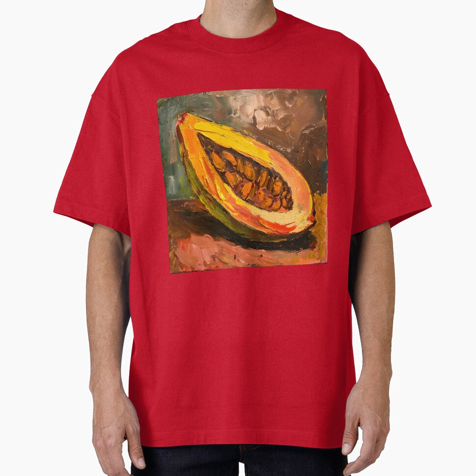 Juicy Delight- Vibrant Vivid Brushstrokes Illuminate Sliced Cocoa Pod AI Generated by OlfactoART Studio