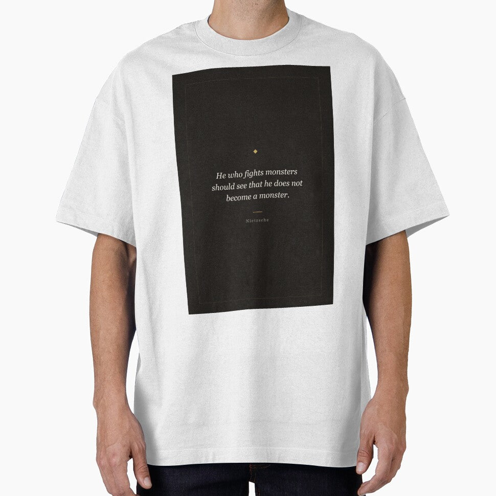 He Who Fights Monsters - Nietzsche Philosophy Quote Print by ochreink