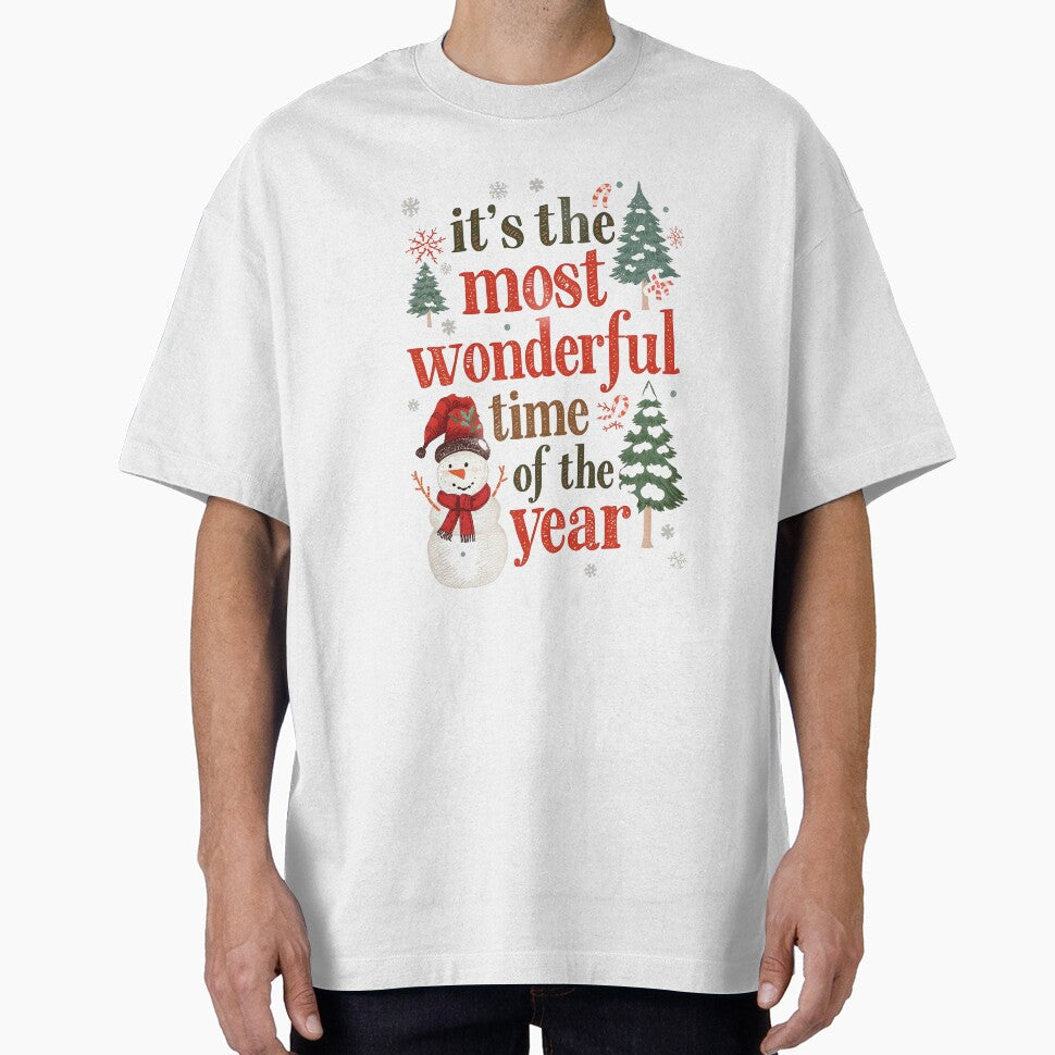 “It’s the Most Wonderful Time of the Year Christmas Snowman T-Shirt | Vintage Holiday Typography by Kayshies8120