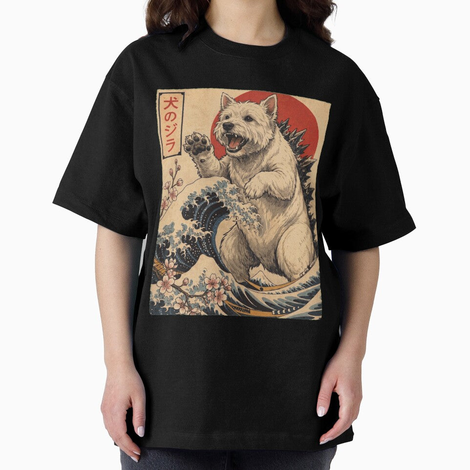 West Highland White Terrier Dogzilla Japanese Wave Art Dog Owner by TerryConnells