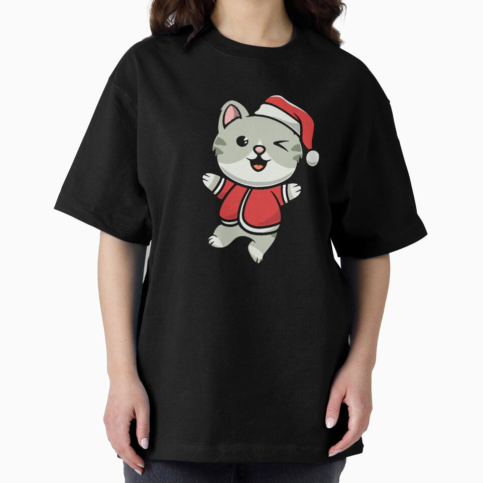 Cute happy cat on Christmas cartoon illustration by cubbone