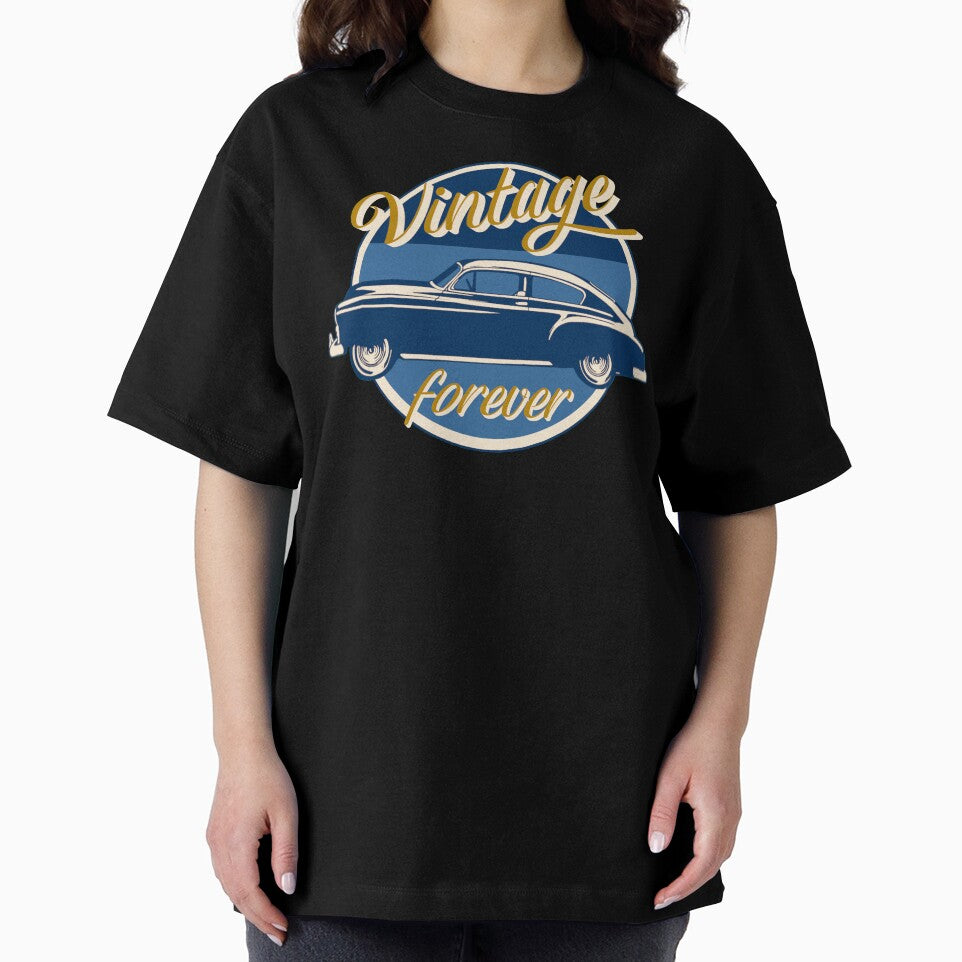 Vintage Car Forever Blue And Orange Slogan Design by TrulyEpoque