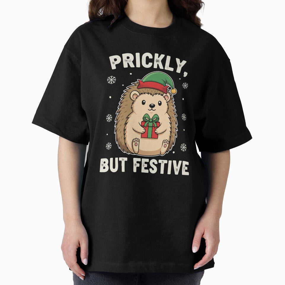 Prickly But Festive – Cute Hedgehog Christmas Design for Holiday T-Shirts, Hoodies & Gifts by graphicnew