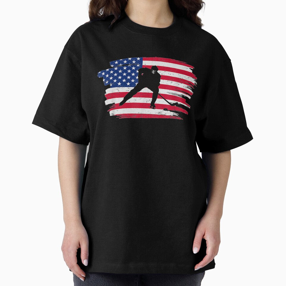 Retro Vintage American Flag Hockey 4th Of July by tolivia