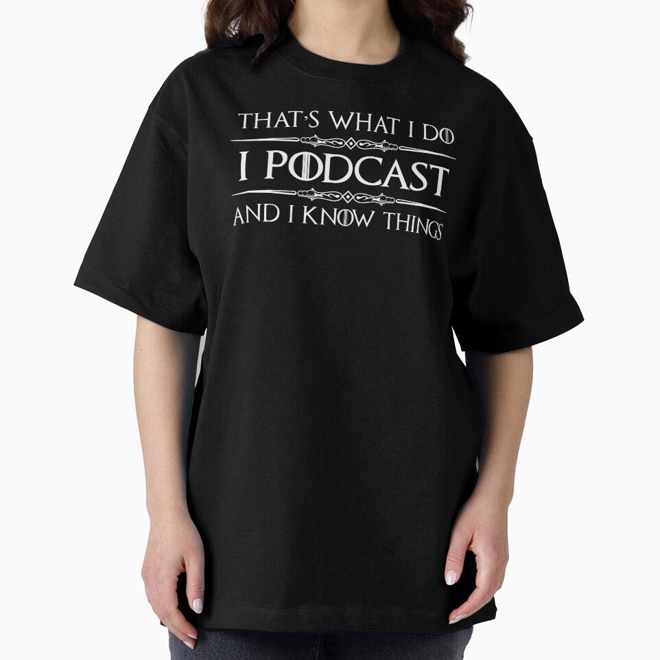 Podcast Gifts for Podcasters - I Podcast & I Know Things Funny Gift Ideas for the Podcaster with Podcasting Microphone & Kit by merkraht