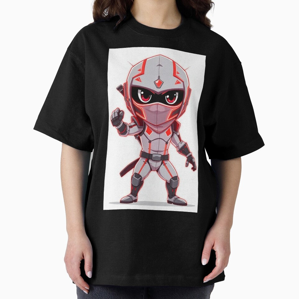 Chibi Cyber Ninja in Neon Red Armor – Futuristic Samurai Style by ShadowTek