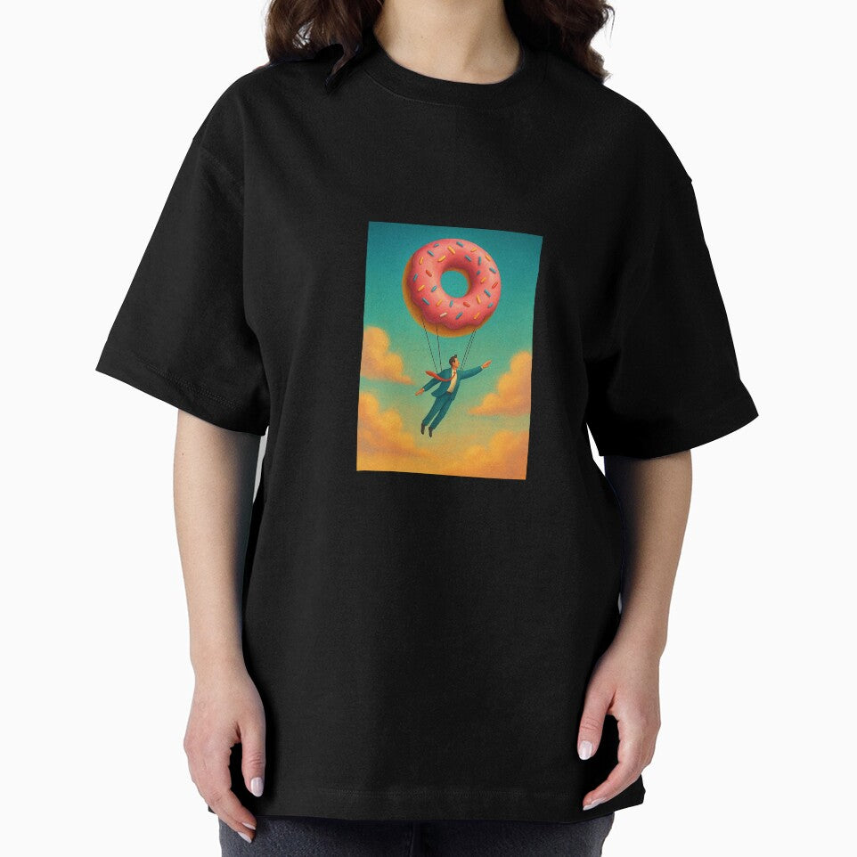 Flying with Donut Dreams – Surreal Businessman Art by JuliJoy