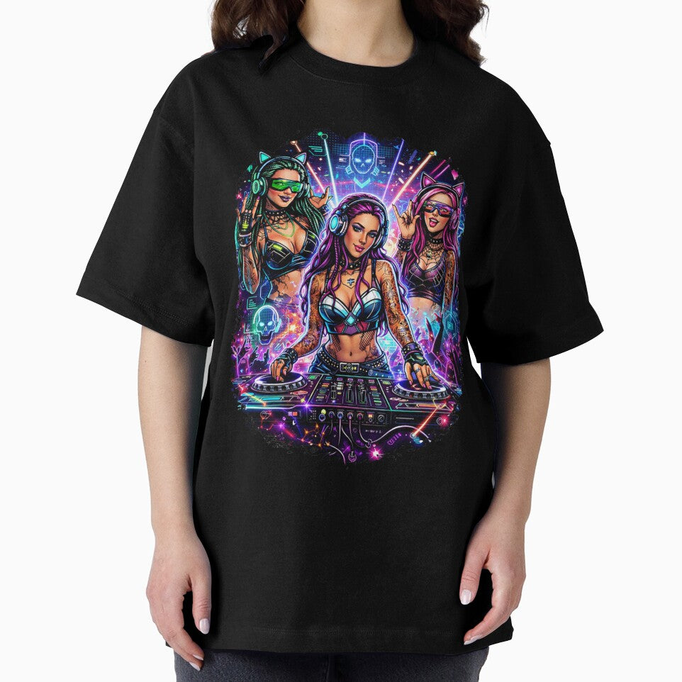 Cyberpunk DJ Neon Rave Girls by HIGHSQUARE