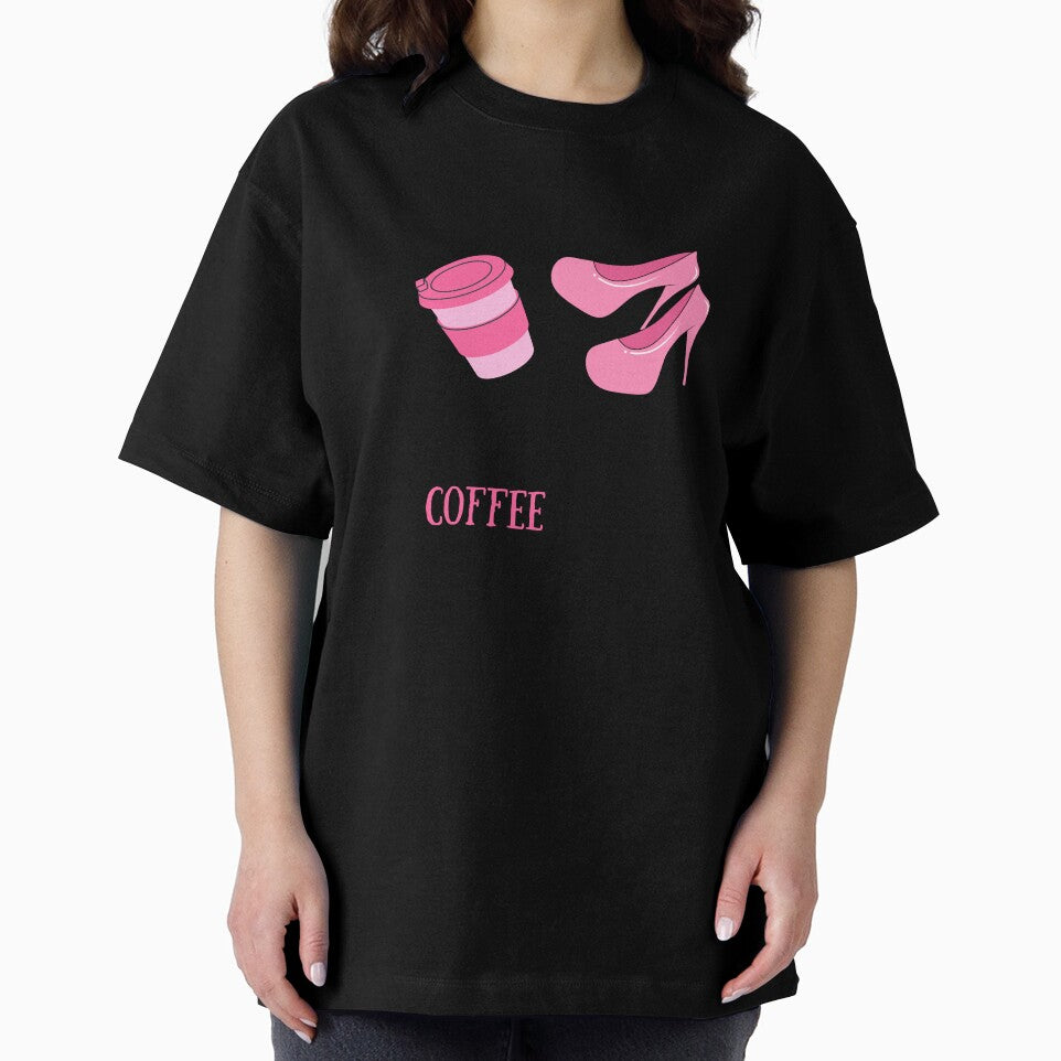 Fashion Pink Shoes with Coffee, Fashion Quote by juliart-pro