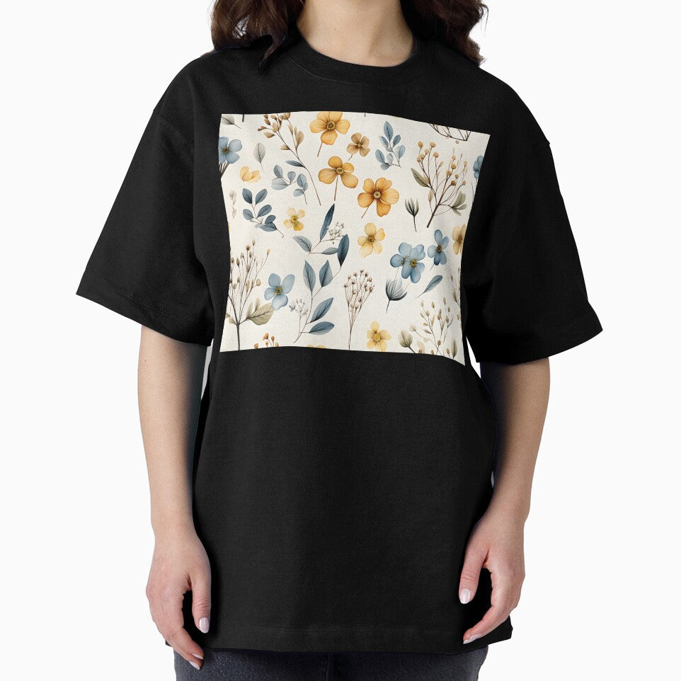 Gold and Blue Flower Pattern by ArtbyAiGallery