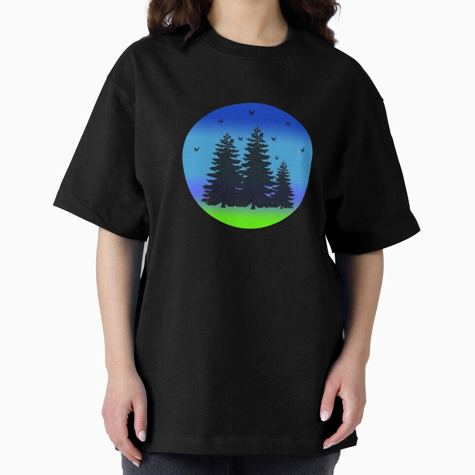Gradient Color With Fir Tree And Birds by Sewsi