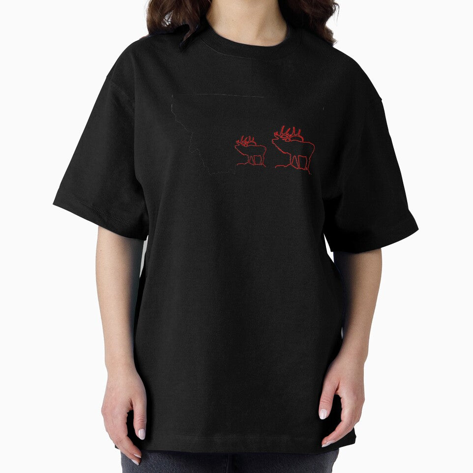 image of Montana state with outline of Elk inside black by hadleydesigns