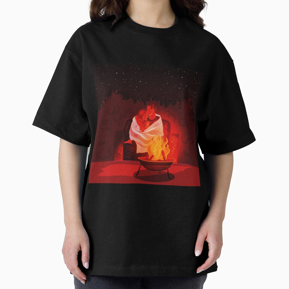 Couple Campfire Cozy Lovers Embrace Together by Dodgefashion