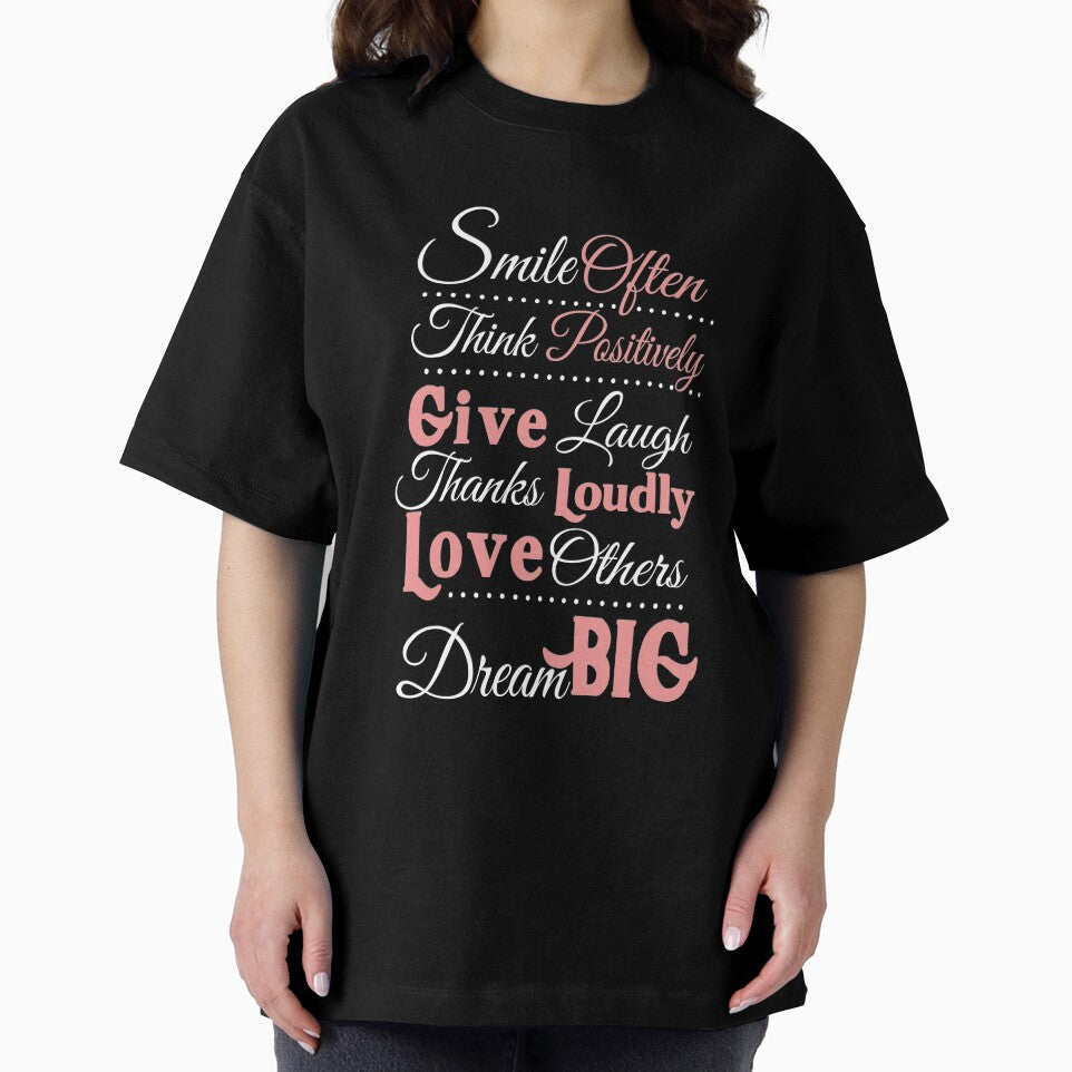Smile Often Think Positively Dream Big Inspirational Typography Quote Design by creativeideaz