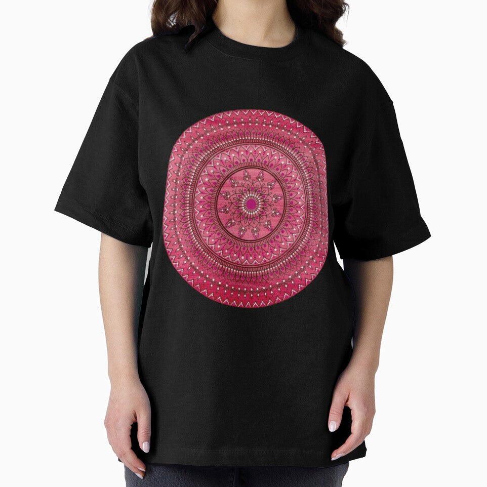 Hand Drawn Intricate Deep Red And White Mandala by Zedart