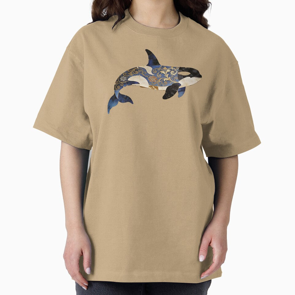 Ornate Baroque Orca – Gold Filigree Marine Mosaic by FIREDesignsPOD