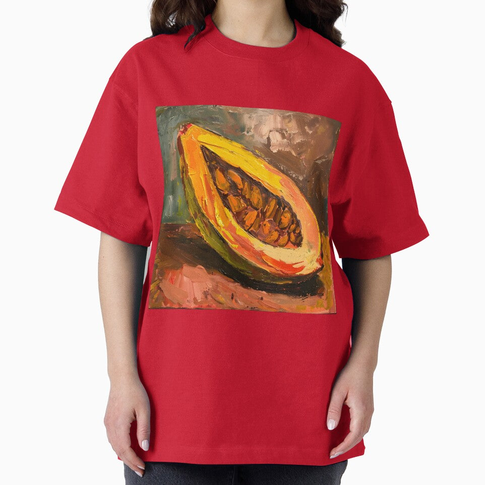 Juicy Delight- Vibrant Vivid Brushstrokes Illuminate Sliced Cocoa Pod AI Generated by OlfactoART Studio
