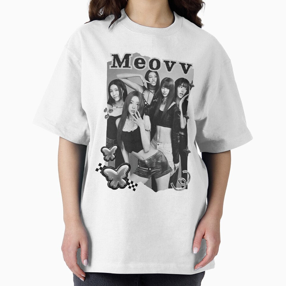 MEOVV Kpop Girl group K-music south korean girl group Black and White Collage Digital Art Portrait by AJUNICE STUDIO