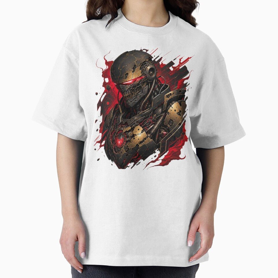 Crimson Visor Cybernetic Robot Streetwear Graphic by Samael&